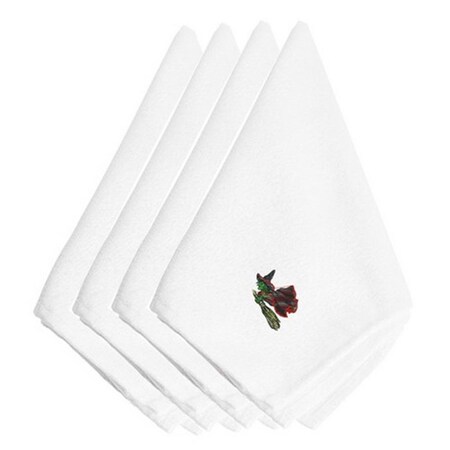 Carolines Treasures Halloween Witch Riding Broom Embroidered Napkins, Set of 4, 4PK EMBT2163NPKE